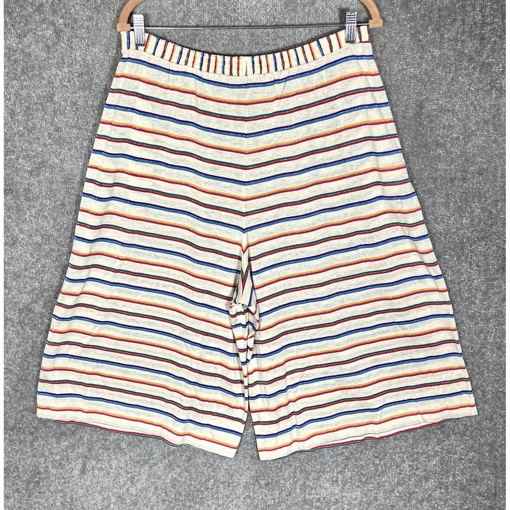 Its Pure Gould Rainbow Striped Wide Leg Pull On Capri Pants Womens Sz Large USA